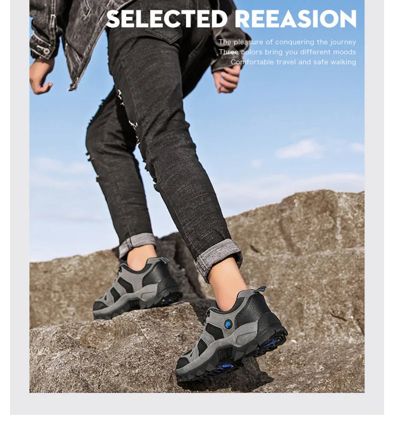Spring Casual Shoes Men Breathable Comfortable Lace Up Walking Shoes Autumn Classic Outdoor Sneakers Thick-Soled Hiking Shoes
