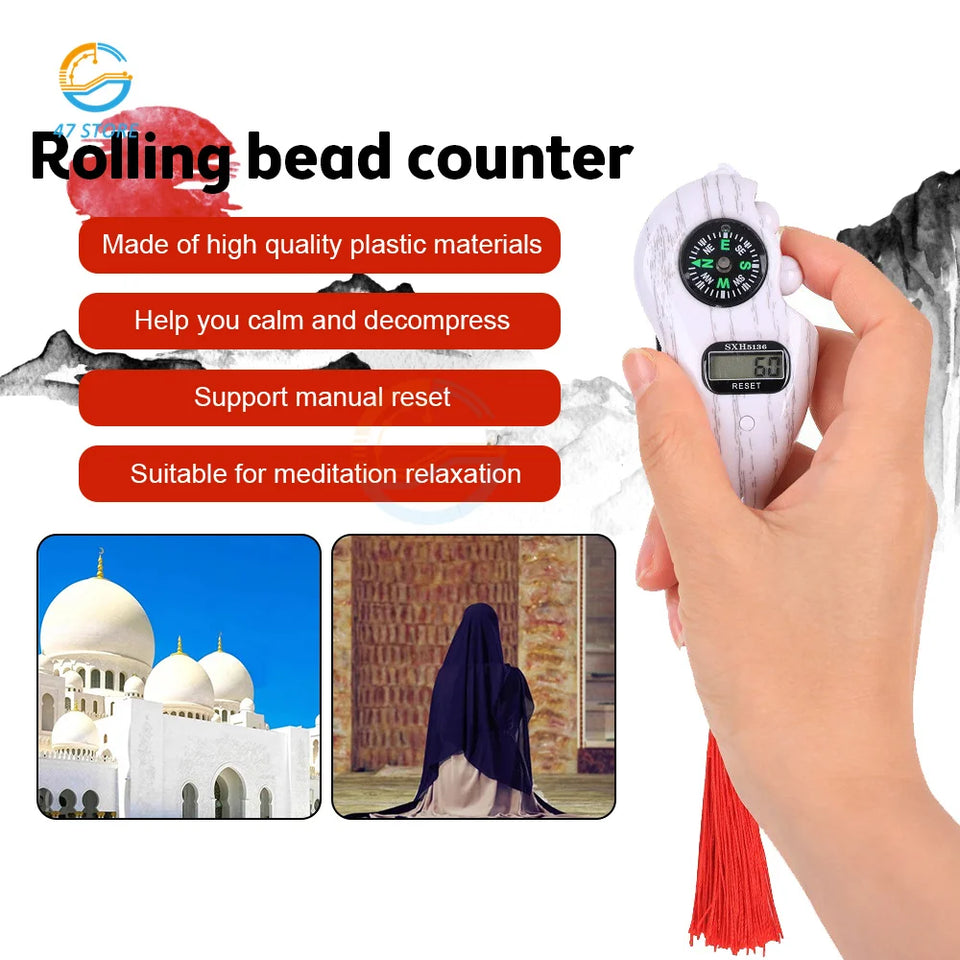 Electronic Digital Electronic Tally Counter with Compass Tassel Finger Game Toy Manual Reset Decompress Relax Tool LCD Register