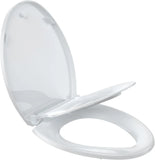 17"/19" Elongated Round White Toilet Seat, Slow Soft Close Magnets Down Lock Quick Release, Quick Top Mount Toilet Seat