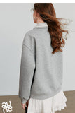 TOYOUTH Women Sweatshirt 2025 Autumn New Green Velvet Embroidery Contrasting Color Splicing Double Layer Collar Pullover Hoodies