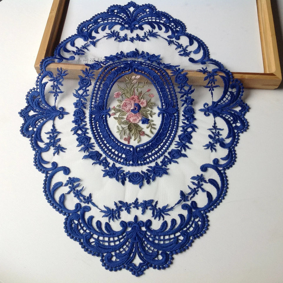 New Oval Lace Embroidery Table Place Mat Ins Christmas Pads Cloth Placemat Cup Coffee Tea Coaster Doily Kitchen Table Decoration