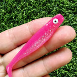 MUKUN 10pcs 60mm 2g Soft Lures Baits Fishing Lure Leurre Shad Double Color Silicone Bait T Tail