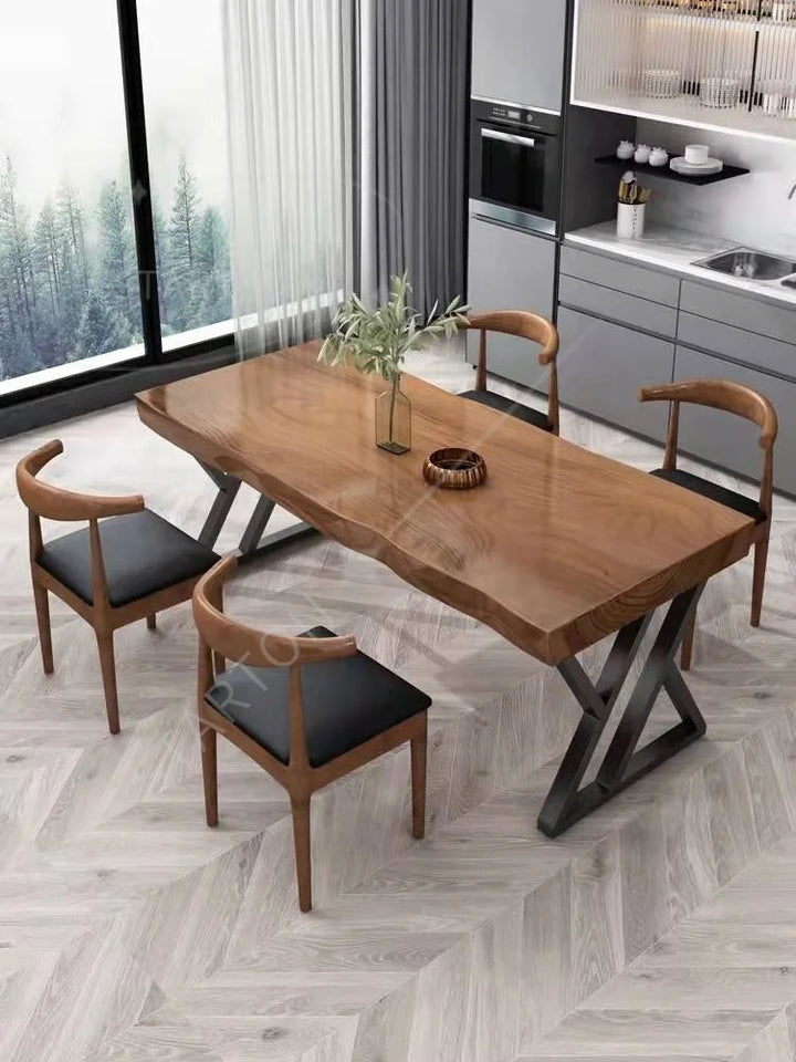 Modern Dining Room Furniture Solid Wood Restaurant Table Set