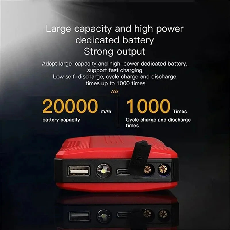 Minus Two 1000A Car Jump Starter with Air Compressor 12V Emergency Booster for Gas & Diesel Vehicles