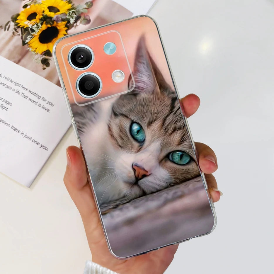 For Xiaomi Redmi Note 13 4G Case Cute Cat Butterfly Cover Soft Silicone Phone Case For Redmi Note 13 Pro Plus Note13 Full Bumper