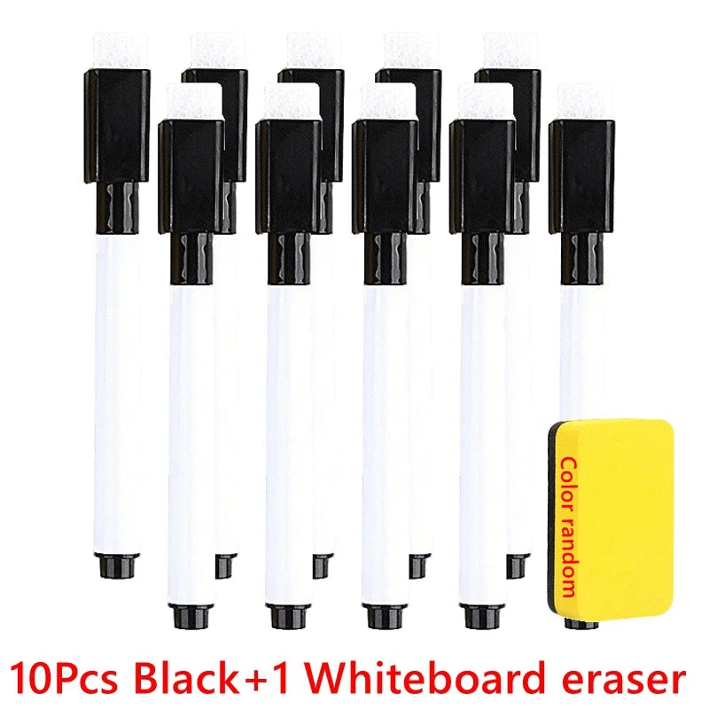 100/5Pcs Dry Erase Whiteboard Markers Set, Washable Pens with Magnetic Eraser for Office Whiteboards & Art Supplies
