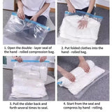 Compression Bags No Vacuum Needed,Travel Camping Essentials Vacuum Bags for Luggage Packing Roll Up Space Saving Storage Bag