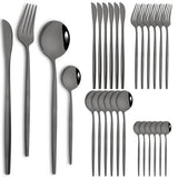 24pcs Stainless Steel Cutlery Set Knife Coffee Spoon Fork Dinnerware Set Mirror Durable Flatware Western Party Kitchen Tableware