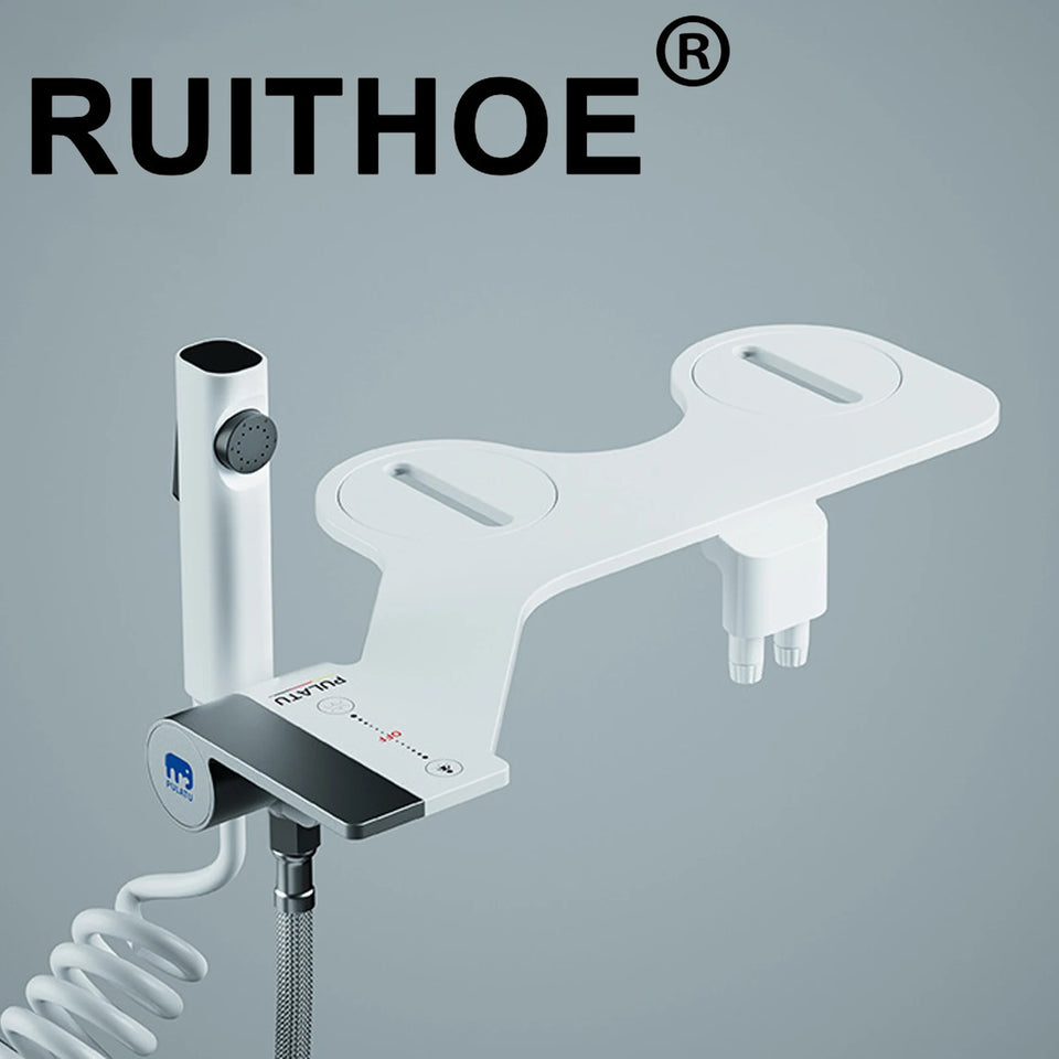 Bidet Attachment Ultra-Slim Toilet Seat Attachment Dual Nozzle Bidet Adjustable Water Pressure Non-Electric Ass Sprayer