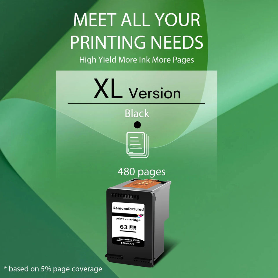Greencycle 63XL F6U64AN Black Color Ink Cartridge For HP Officejet 3830 3831 3832 4650 All-in-One Printer