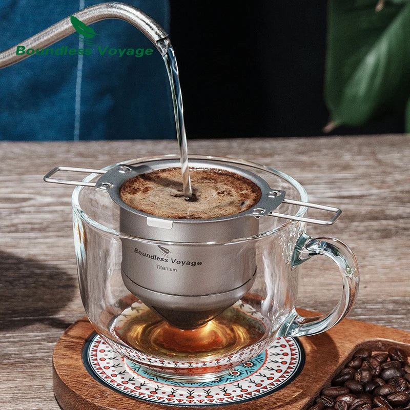 Boundless Voyage Titanium Reusable Coffee Filter Paperless Coffee Filter Metal Coffee Filter Pour Over Coffee Maker Ti6002P