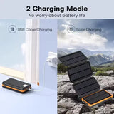 50000mAh Portable Solar Power Bank Fast Charging USB-C/USB-A for IOS Android Outdoor Large Capacity Charger