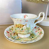 Ceramic Cup and Saucer Spring Summer Autumn Winter Coffee Cup Saucer Dinner Plate Dim Pot Black Teacup European Bone China Mug