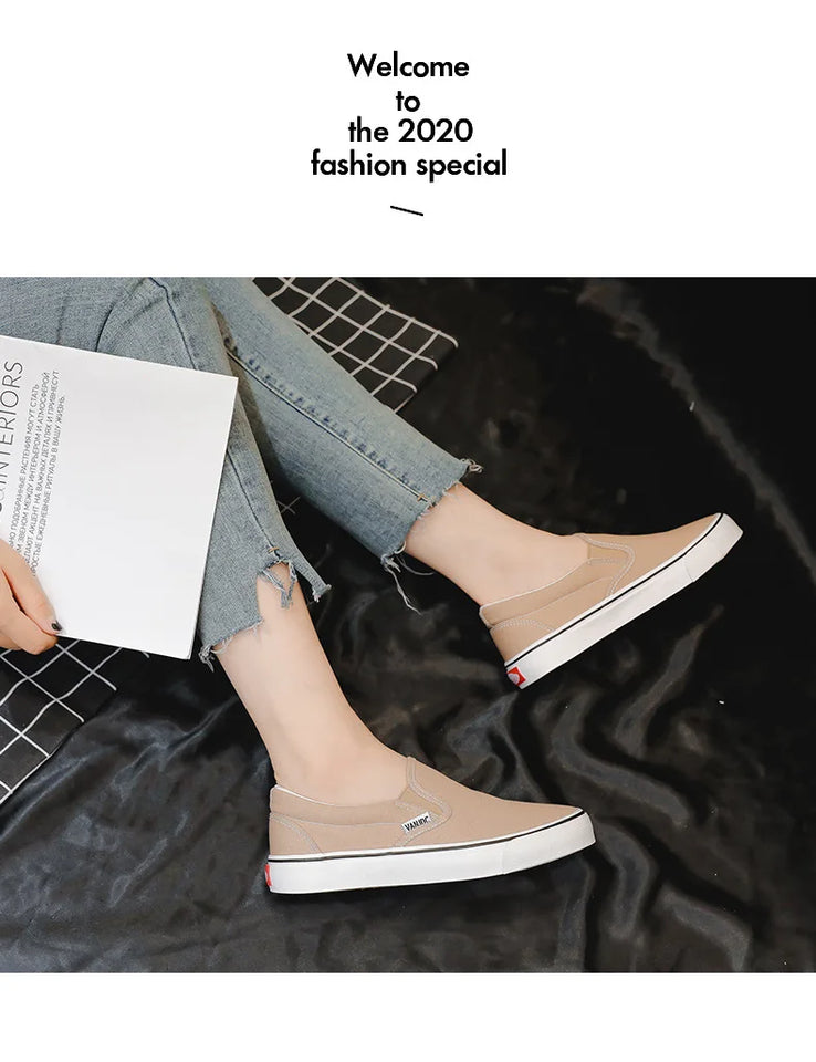 Canvas Shoes Women Couple Slip on Flat Comfortable Casual Shoes Fashion Platform Ladies Vulcanized Shoes Zapatillas Mujer 2025