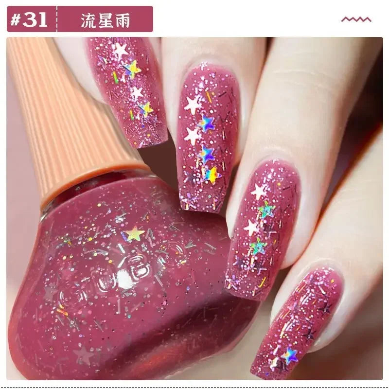 New Oily Gel Nail Polish Glitter Sparking Autumn Winter Milk Coffee Color Varnish No Bake Quick Dry Nail Art Salon Nail Polish