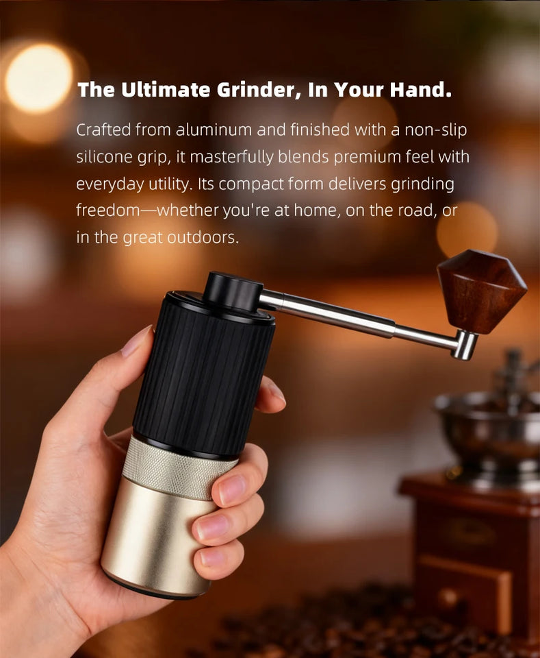 HAVMORE Upgrade Manual Coffee Grinder CNC Professional Stainless Steel Diamond Adjustable Manual Burr Coffee Bean Grinding
