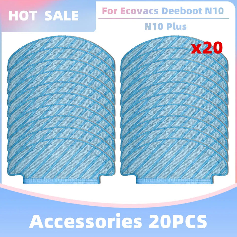 Compatible for Ecovacs Deeboot N10 / N10 Plus Replacement Accessories Parts Main Side Brush Hepa Filter Dust Bag Mop Cloth