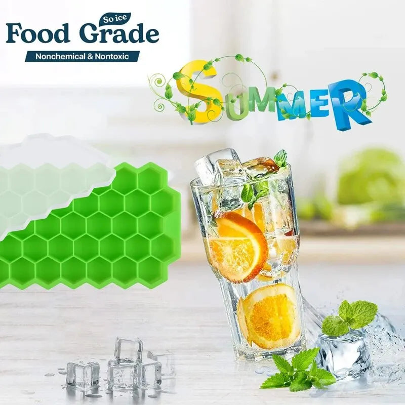 Honeycomb 37-Grid Ice Cube Tray, Silicone DIY Ice Mold (Lid Not Included) for Drinks, Cocktails & Kitchen Use