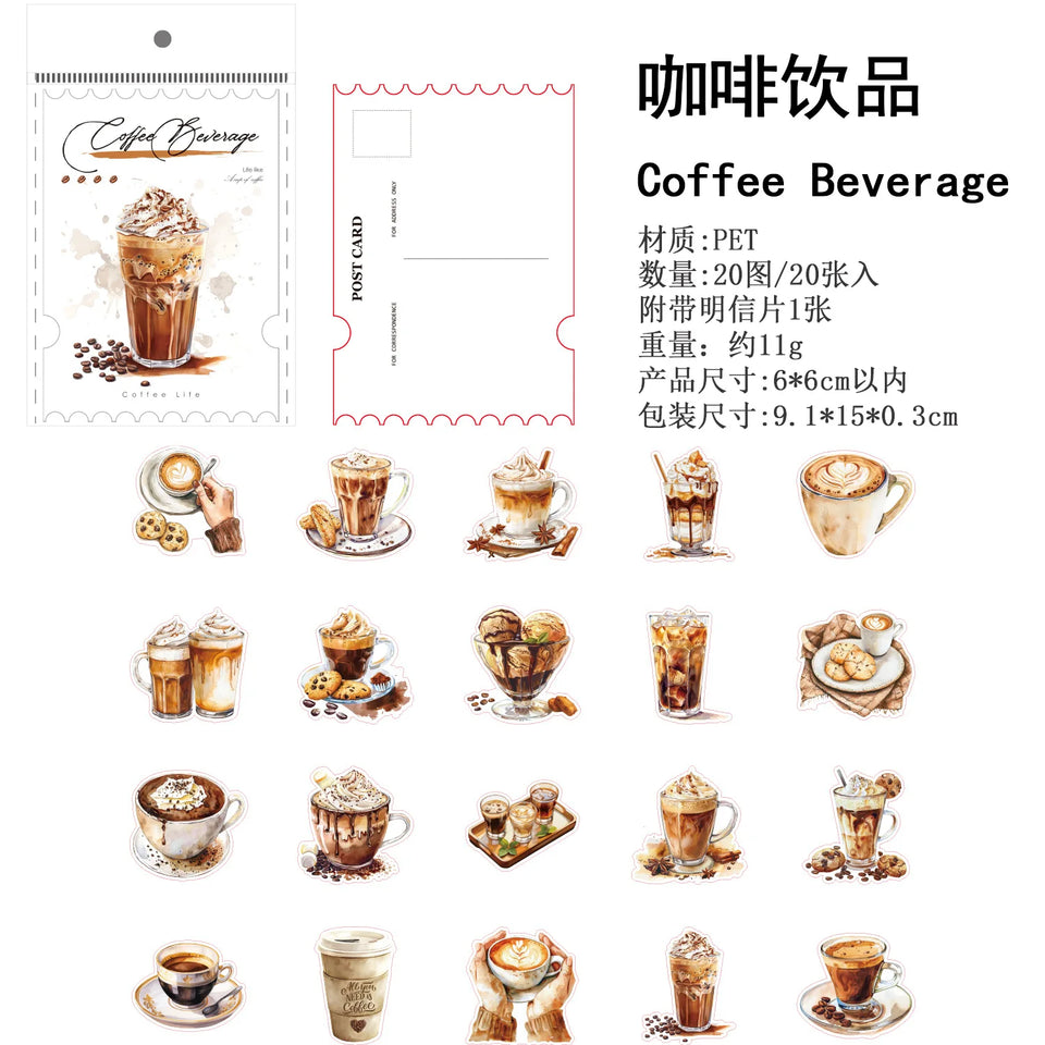 20pcs/lot Kawaii Stationery Stickers coffee life Diary Decorative Mobile Stickers Scrapbooking DIY Craft Stickers