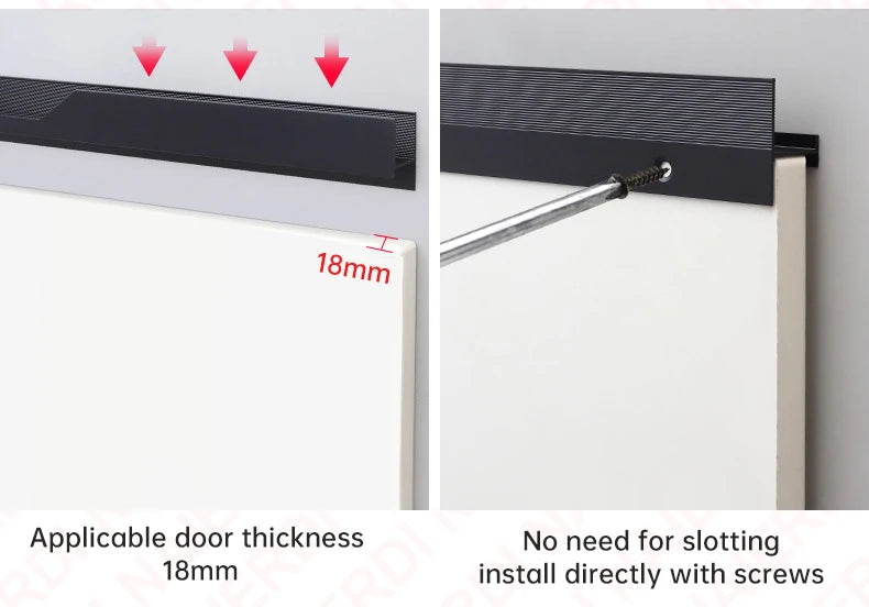 NAIERDI Black Lightning Long Furniture Handles 600-1800mm Aluminum Alloy Cabinet Handles Cupboard Door Handles Door Hardware