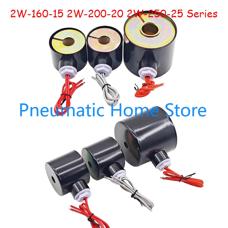 Solenoid Valve Coil for 2W-160-15 2W-200-20 2W-250-25 2W-400-40 2W-500-50 Series Water Valves AC220V DC24V Inner Diameter 16mm