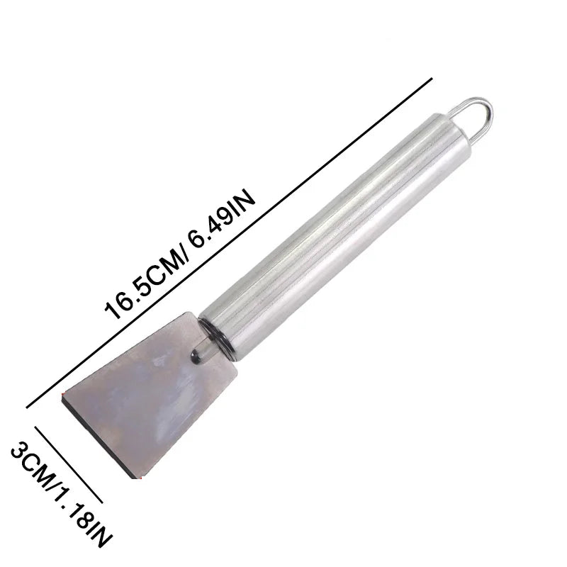 Powerful Stainless Steel Scraper, Heavy Duty Kitchen Cleaning Tool Removes Stubborn Stains from Pots Stove Tile Grill