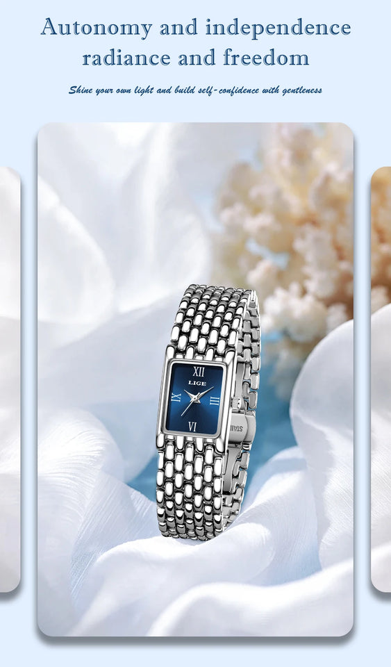 LIGE new 2025 women's watch quartz stainless steel strap women watches luxury casual waterproof retro fashion ladies watch reloj