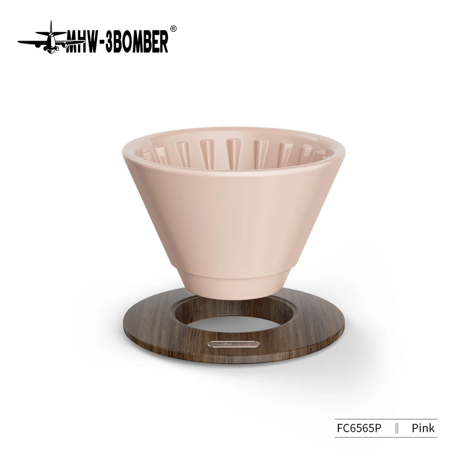 MHW-3BOMBER Meteor Dripper 1-2 Cups Pour Over Coffee Dripper With Wooden Base Ceramics Coffee Dripper For Manual Brew Barista
