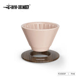 MHW-3BOMBER Meteor Dripper 1-2 Cups Pour Over Coffee Dripper With Wooden Base Ceramics Coffee Dripper For Manual Brew Barista