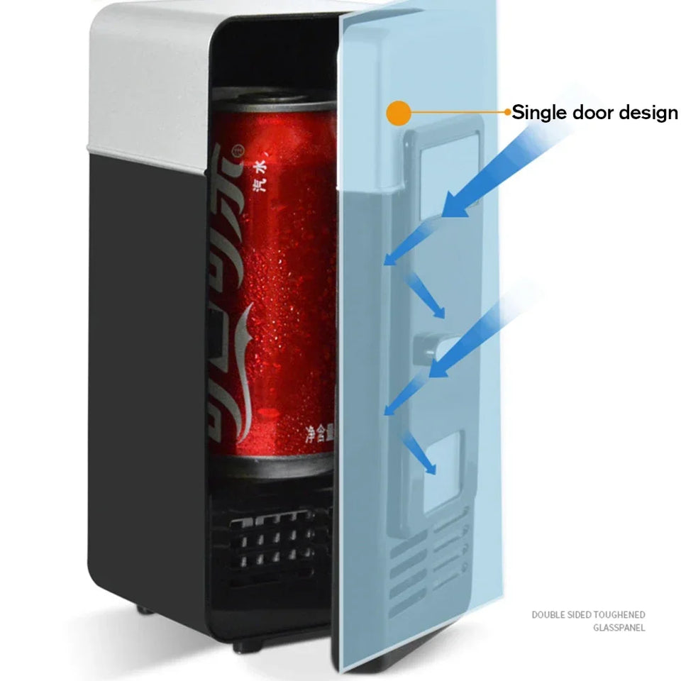 Mini USB Fridge Portable Cooler Beverage Drink Cans Cooler / Warmer Refrigerator for Car Laptop PC Computer Black Red Color 2024