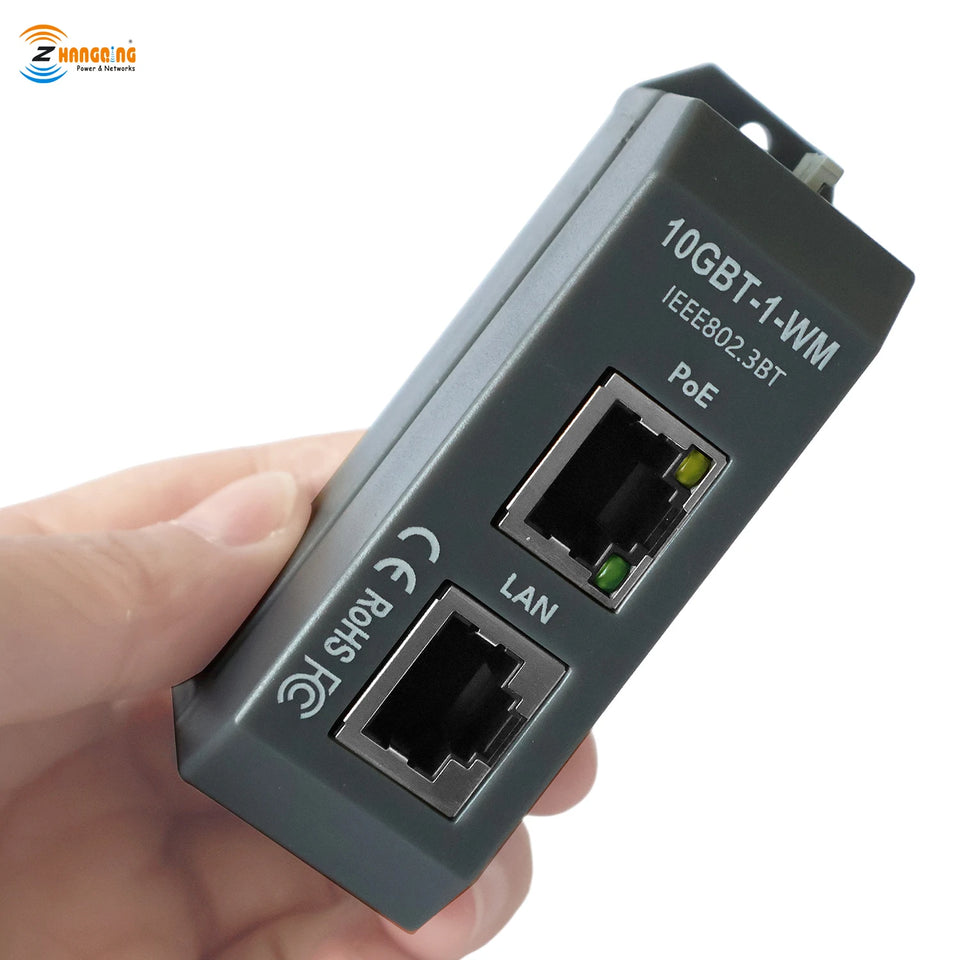 IEEE 802.3af/at/bt 4 Pair Active PoE Injector 2.5G/5G/10G High-Speed PoE++ 90W Max Outut For HD IP Cameras DIN Rail Mounting