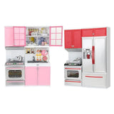Pretend Play Toy Kitchen, Plastic Play Kitchen with Lights & Sounds, Cookware Pretend Cooking Food Set Toddler Gift Toy