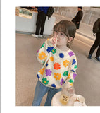 Spring Autumn Baby and Girls Sweet All-Over Flowers Sweatshirt School Kids Outfit Pullover Tops Child Workout Jumper 1-12 Years