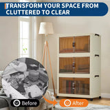 3/4/5-Tier Foldable Storage Cabinet with Lids & Wheels, Stackable Plastic Organizer for Closet, Bedroom, Office & Kitchen