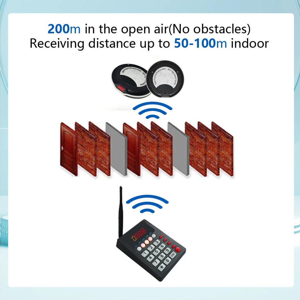 Ycall Hot Sale Wireless Restaurant Waiter Coaster Paging System 1 Keyboard 10 Vibration Pager 1 Charger Calling Service Buzzer