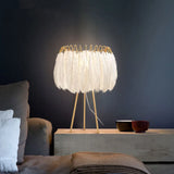 Modern Floor lamp for Living room Studio Bedroom Girl room feather lamp tripod minimal Gold floor table lamp