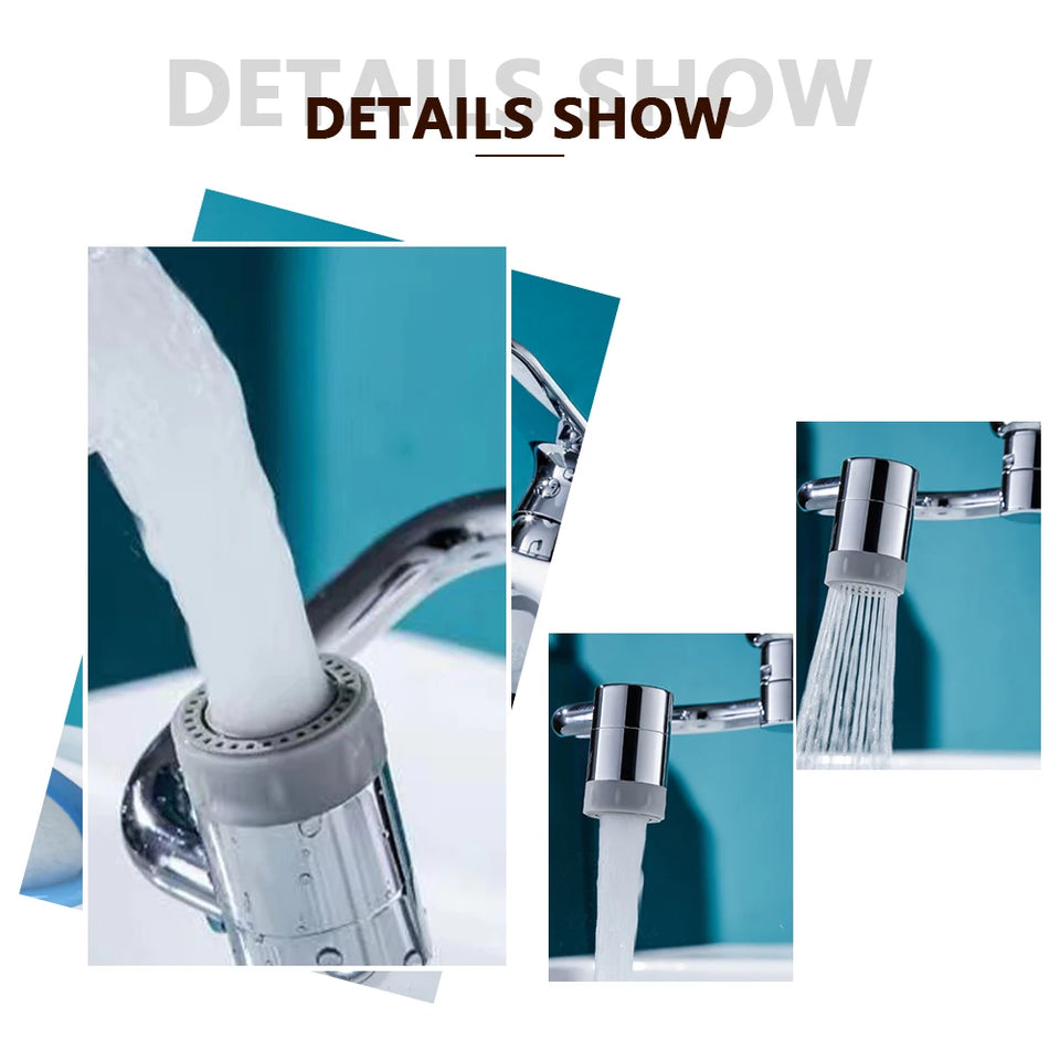 1080° Rotatable Extension Faucet Sprayer Head Universal Faucet-Extender 2 Modes Stainless Steel Bathroom Tap Extend Adapter