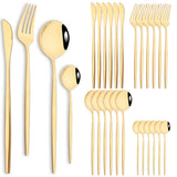 24pcs Stainless Steel Cutlery Set Knife Coffee Spoon Fork Dinnerware Set Mirror Durable Flatware Western Party Kitchen Tableware