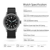 Militado ML10 Quartz Watch VH31 Sweeping Second Movement Sapphire Crystal BGW9 Luminous 10Bar Waterproof 36.9mm Vintage Watches