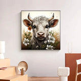 Huacan New Arrivals Diamond Painting Animal Cow 5D Diy Diamond Painting Flower Set Handmade Gift Decorations For Home