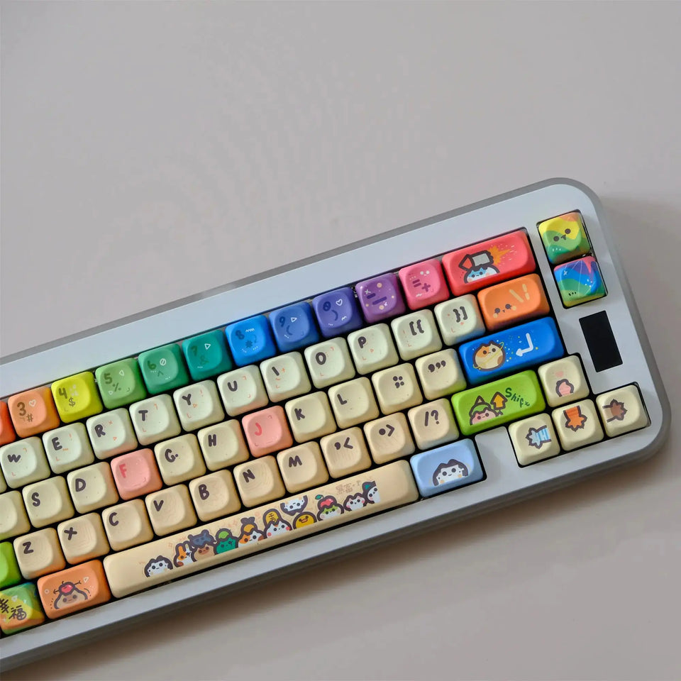 Cat Party Keycaps Set 132 Keys PBT Material Keycaps MOA XOA Profile DYE-SUB For MX Switch Wooting Mechanical Keyboard Keycap
