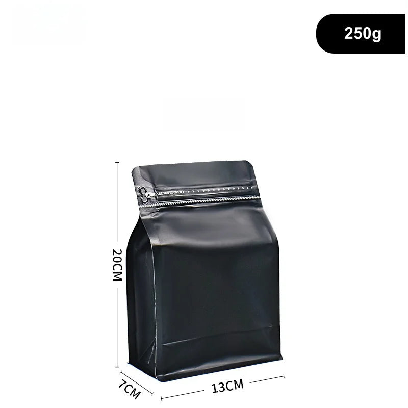 StoBag 50pcs 250g Coffee Beans Packaging Bag with Valve Aluminum Foil Heat Sealing for Powder Tea Nuts Storage Reusable Pouch