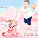 Shopping Cart Toys, Trolley for Groceries Supermarket Playset Fruit Vegetables Play Food Role Kitchen Store Toys for Kids