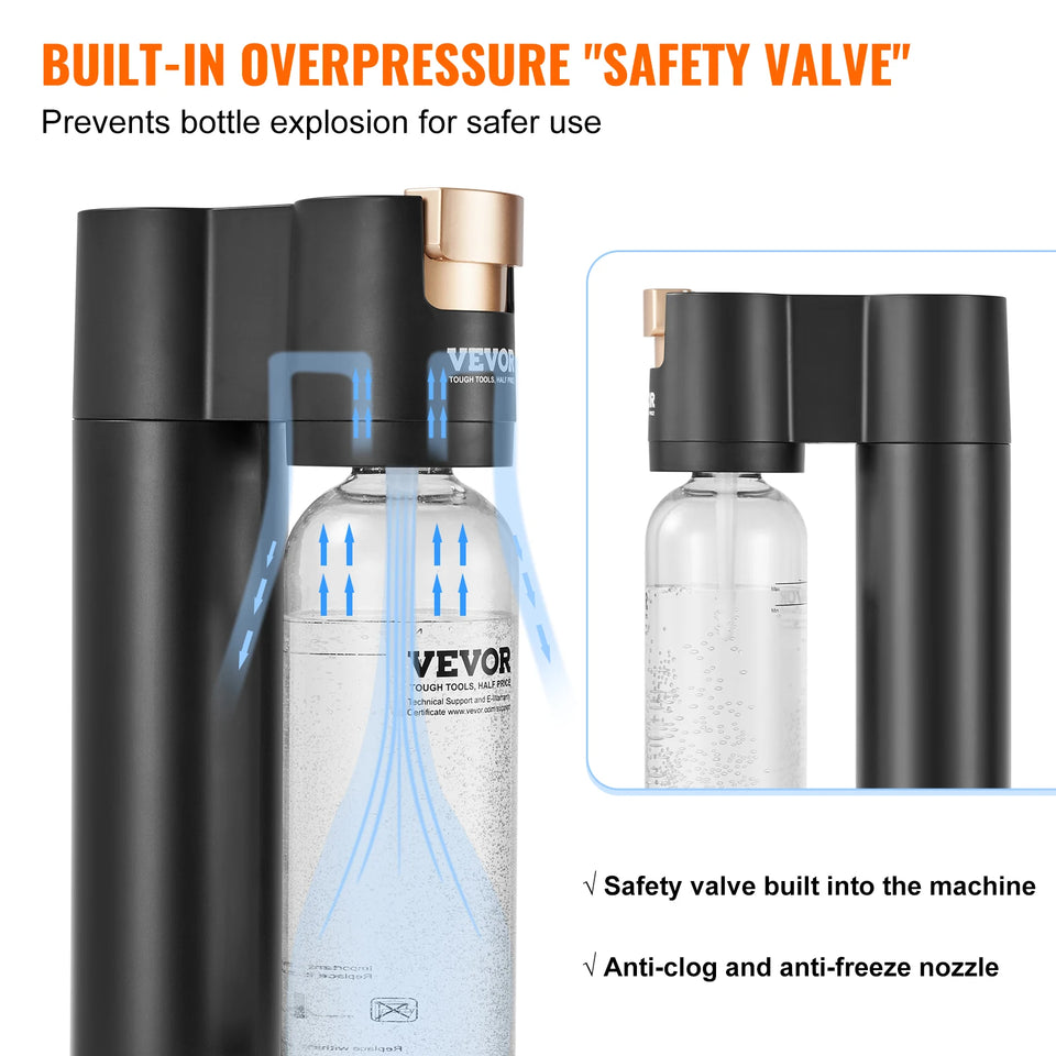 SucceBuy Sparkling Water Maker, Soda Maker Machine for Home Carbonating, Seltzer Water Starter Kit with BPA free 1L PET Bottle