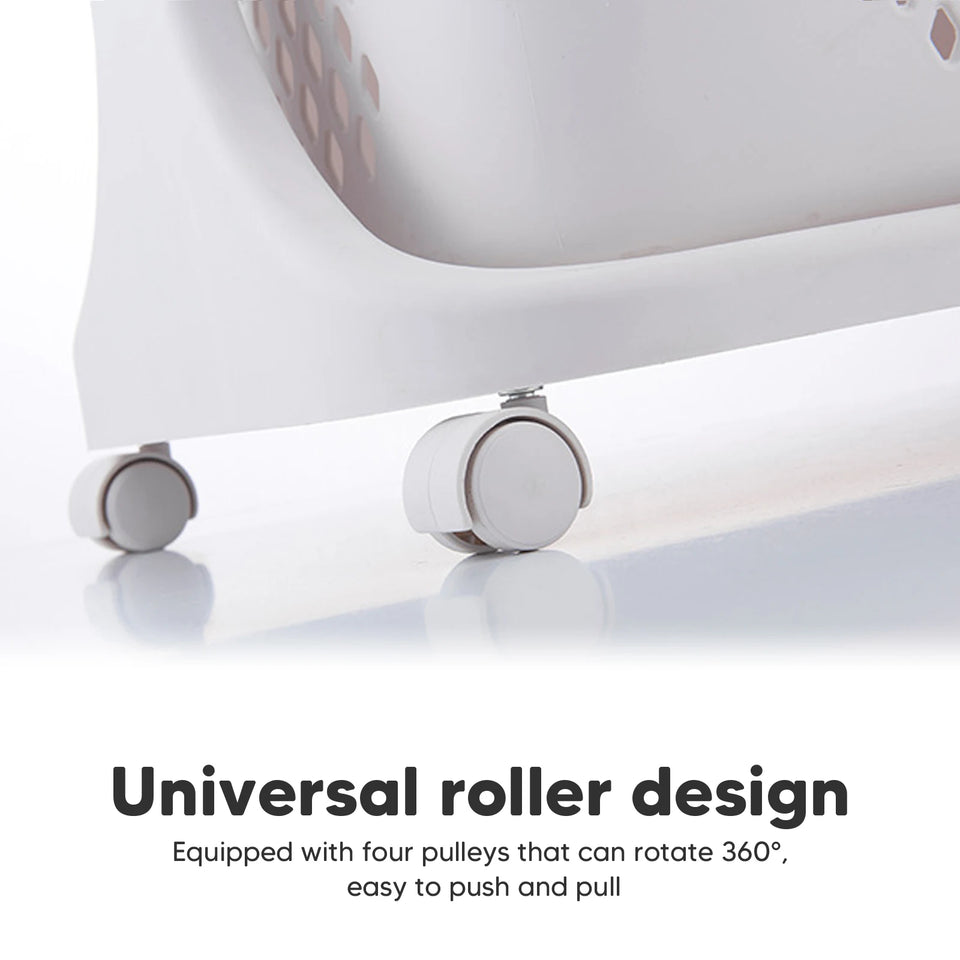 2/4 Tier Laundry Basket Cart Removable Storage Buckets Plastic Hamper with 4 Wheels White