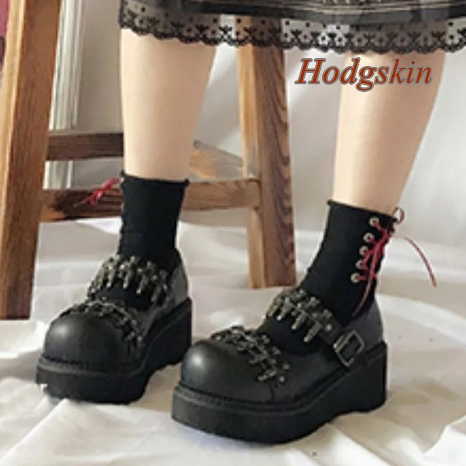 Hollow Rivet Belt Buckle Pumps Solid Black Shallow Wedges Heel Women Pumps Fashion Casual 2025 New Arrivals Spring/autumn Pumps
