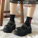 Hollow Rivet Belt Buckle Pumps Solid Black Shallow Wedges Heel Women Pumps Fashion Casual 2025 New Arrivals Spring/autumn Pumps
