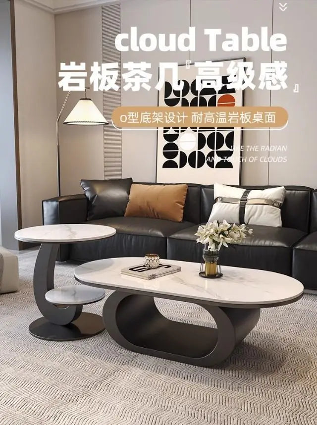 Italian minimalist new rock slab coffee table living room home simple modern high-end combination light luxury oval tea table