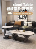 Italian minimalist new rock slab coffee table living room home simple modern high-end combination light luxury oval tea table