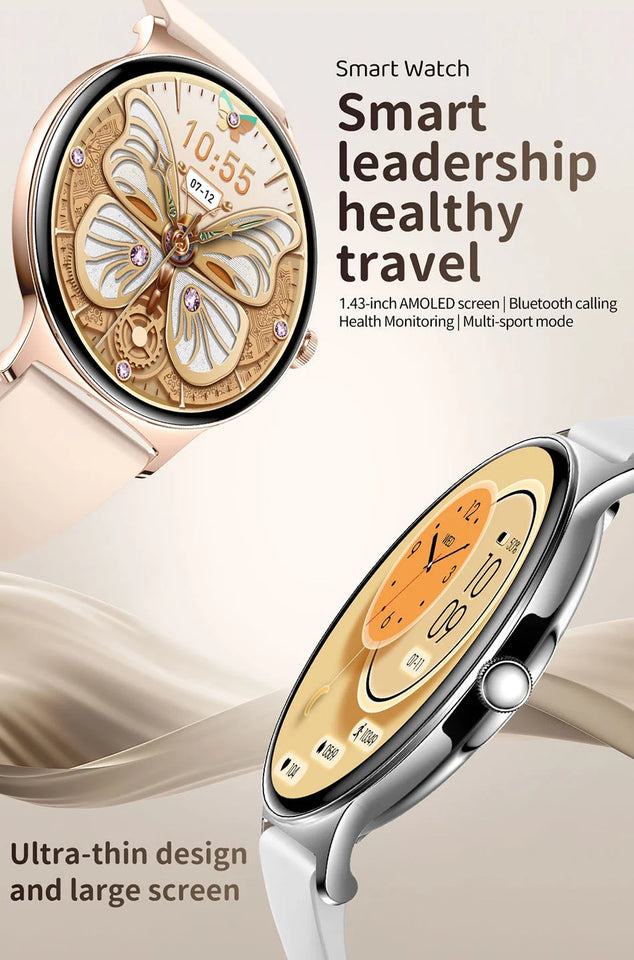 2025 Ultra-thin Durable Women Smart Watch 1.43" Amoled Screen Wireless Call Sports Health Fitness Women Watches For Android iOS